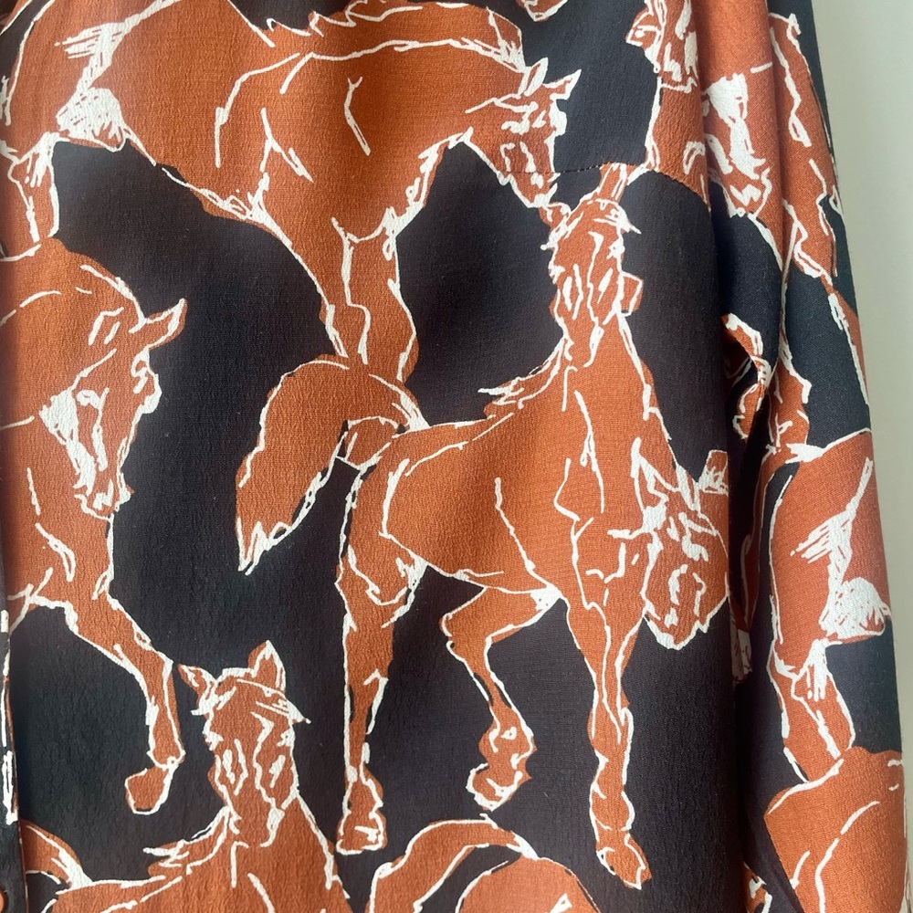 Equestrian preppy black and brown blouse - ICHI - size L - Picture 4 of 7